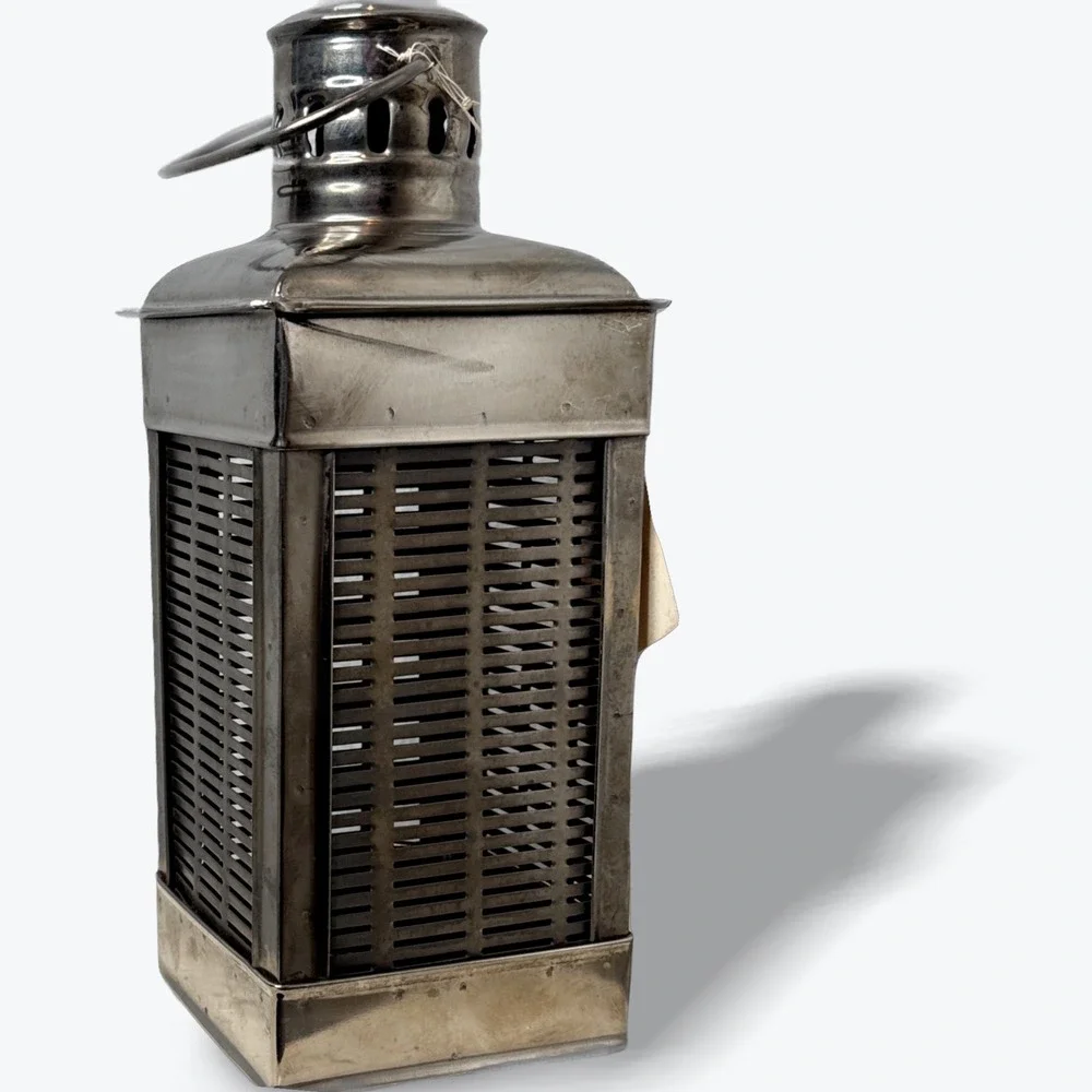 Pottery Barn Moroccan‎ Metal Lantern Gunmetal Tone 12 inch Vintage Made in India